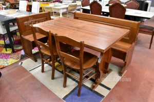 Wooden Table + 2 Chairs And 2 Panche