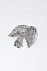 Silver Brooch With Leaves