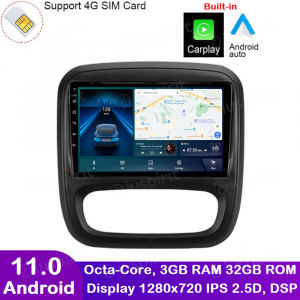 ANDROID autoradio navigatore per Fiat Talento Opel Vivaro B Renault Trafic Nissan NV300 CarPlay Android Auto GPS USB WI-FI Bluetooth 4G LTE