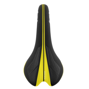 Sella Velo COMPETITION, linea Senso, modello 1376. Colore nero con inserti giallo glossy.