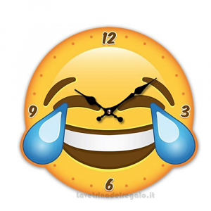 Orologio rotondo con Emoticon risata in MDF 30x27.5 cm - Idea Regalo
