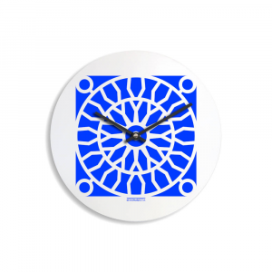 Azulejo round blue wall clock in powder coated steel diameter 25 cm