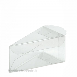 Scatola fetta di torta Portaconfetti trasparente per Bomboniere in PVC 9x5x4 cm
