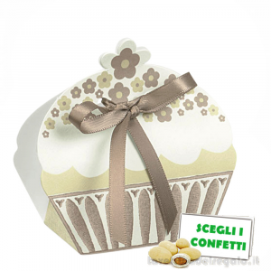 Scatola Portaconfetti tortora Bomboniera a forma di Cupcake 5x3.5x8 cm