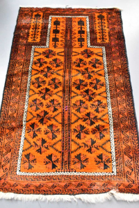 Wool Carpet Hand Made Black And Orange 90x147 Cm