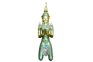 Statua Teppanom in legno thailandese intagliata a mano
