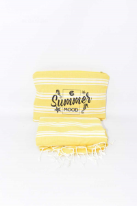 Towel Beach Yellow + Handbag Waterproof Summer Mood