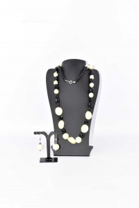 Necklace + Earrings Black / Nacred