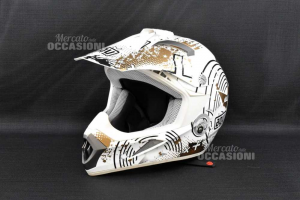 Helmet Motocross Adult Agv White Fantasy Black And Beige Size L 59-60