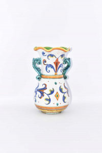 Vase Decorative F.g Deruta White Decorations Height 28 Cm
