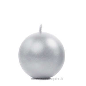 10 pz - Candela sferica Argento metallizzato 6 cm - Oriente