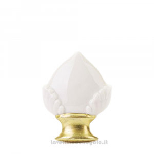 Bomboniera Matrimonio Magnete Pomo bianco e oro in porcellana 5.5x6.5 cm