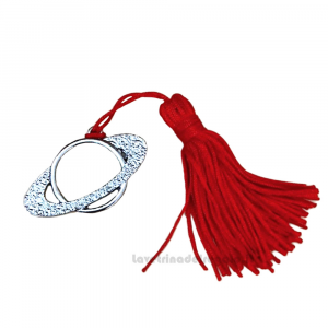 Ciondolo Bomboniera Laurea con Pianeta in metallo e nappina rossa 2.5x4 cm - Decorazioni