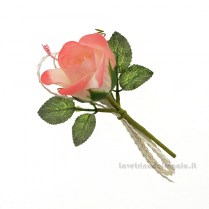 Fiori Artificiali per Bombonierre Rametto con rosa Rosa 15 cm