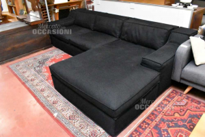 Sofa Model Deep In Fabric Black Removable Cover 280x180 Cm