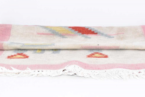 Wool Carpet,frame Pink,72x130 Cm
