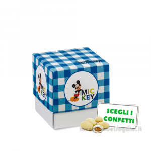 Scatola Portaconfetti blu Mickey Disney Party 5x5x5 cm - 24 PEZZI - Bomboniera