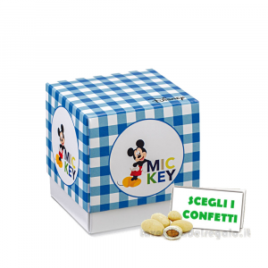 Scatola Portaconfetti blu Mickey Disney Party 7x7x7 cm - 24 PEZZI - Bomboniera