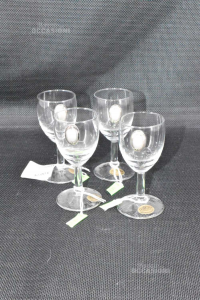 Set 4 Shot Glasses Per Bitter In Glass With Emblem Silver New