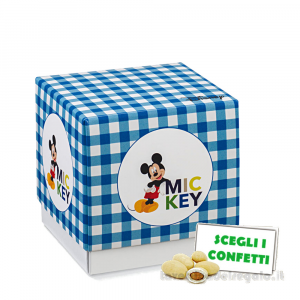 Scatola Portaconfetti blu Mickey Disney Party 9x9x9 cm - 24 PEZZI - Bomboniera