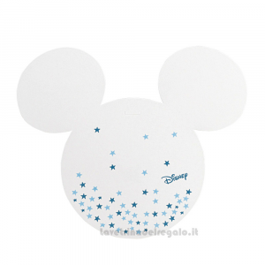 Biglietto invito per Battesimo Bimbo Mickey Mouse Stars Celeste in cartoncino 12 cm
