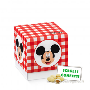 Scatola Portaconfetti rossa Mickey Disney Party 7x7x7 cm - 24 PEZZI - Bomboniera