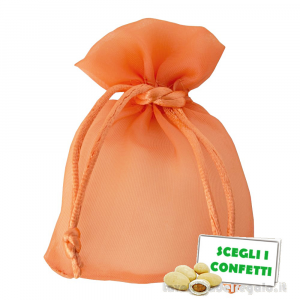 Sacchetto Portaconfetti arancione Bomboniera linea Lucido Bag 7x10 cm