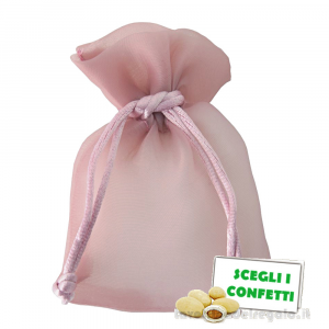 Sacchetto Portaconfetti rosa antico Bomboniera Matrimonio linea Lucido Bag 7x10 cm