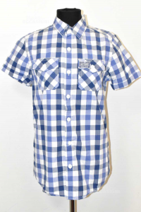 Shirt Man Superdry Size.s White Blue Checked