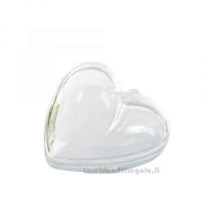 Scatola Portaconfetti cuore trasparente in Plexiglass 6.5x6.2 cm - 24 PEZZI - Bomboniera