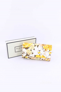 Wallet Diana & Co.new Mod Lock Button Fantasy Flowers Background Almond
