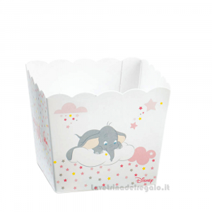 Vaso Portaconfetti e dolci rosa Bomboniera Battesimo Bimba Dumbo Disney  7x7x7 cm