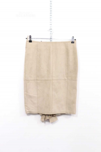 Skirt Woman Karen Millen Beige Suede Size.ita 38 / Uk 10