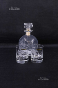 Botle Crystal + 2 Glasses With Engraving By Hand