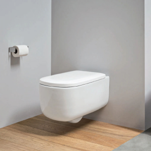 Wall hung Rimless WC Pan with soft-close seat Ovvio Nic Design