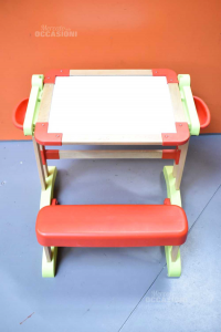 Bench School Green Red And Wood