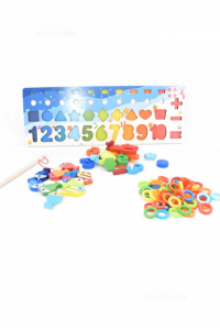 Wooden Game By Magnet With Numbers And Shapes