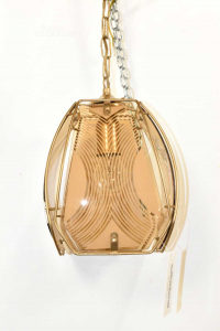 Hanging Lamp With 4 Facciate Glass And Brass