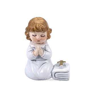 Bomboniera Comunione Magnete Bambina in preghiera con Vangelo in resina 5x2x4 cm