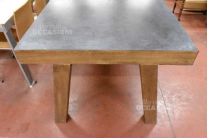 Table In Pieno Style Industial With Top Metal And Legs Wood 200x100 Cm