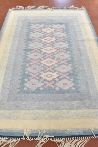 Wool Carpet Light Blue Pink White Fantasy Geometric 163x240