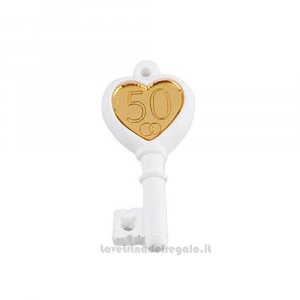 Gessetto Bomboniera 50° Anniversario Nozze Chiave con Numero in plexiglass oro 3 cm - Decorazioni