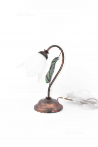 Lamp Abat-jour Iron Anrichizzato Ramato And Leaf Green Made In Italy