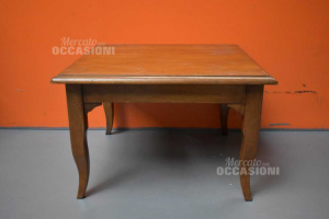 Tavolino In Legno Quadrato Arte Povera 70x70x45 Cm