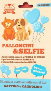 Palloncini e selfie perca cane e gatto maschio