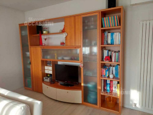 Cabinet Living Room In Wood With Library Vetrine Ante Beige