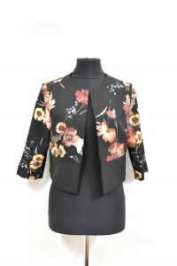 Jacket Woman Nadine Fantasy Floral On Background Black Size M Made In Itraly