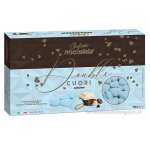 Confetti celesti Cuori Double al cioccolato 1Kg Maxtris - Italy