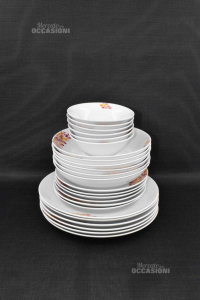 Plate Service Ceramic Tognana Per Tupperware Form 6 People 24 Pieces