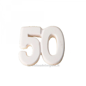 Gessetto bianco Bomboniera 50° Anniversario Nozze numero 3.5 cm - Decorazioni